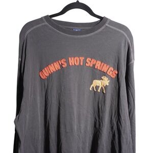 VTG Y2K Moose Spellout T Shirt‎ Mens XXL Charcoal Gray Cotton Long Sleeve Crew